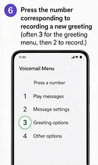 Change Voicemail greeting by Dialing step 6