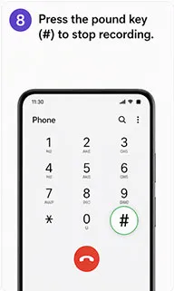 Change Voicemail greeting by Dialing step 8