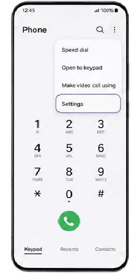 Tap the three-dot menu (⋮) → Settings