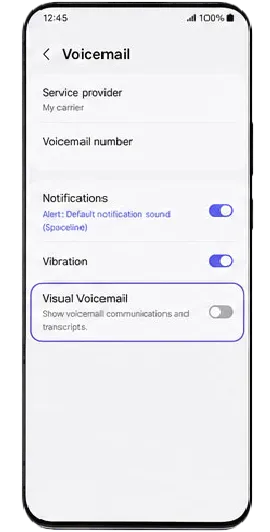 Toggle Visual Voicemail OFF.