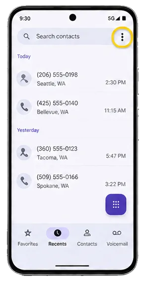 Tap the&nbsp;three-dot menu&nbsp;(⋮) in the upper-right corner