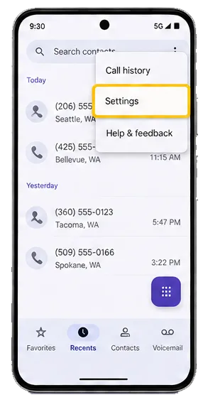 Select&nbsp;Settings&nbsp;from the dropdown