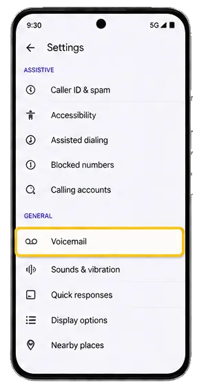Scroll down and tap&nbsp;Voicemail
