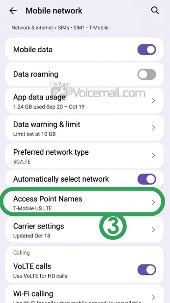 locate Access Point Names (APN)