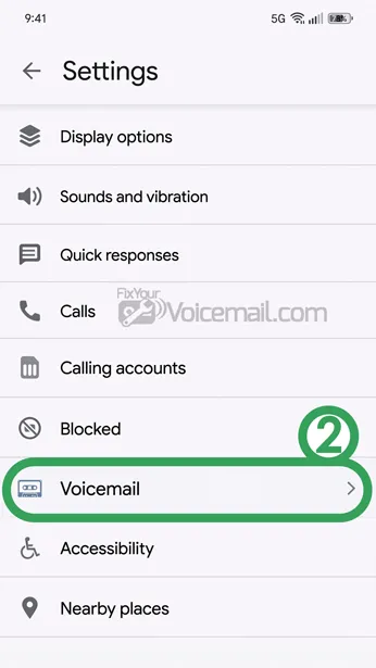 Android Voicemail number Settings