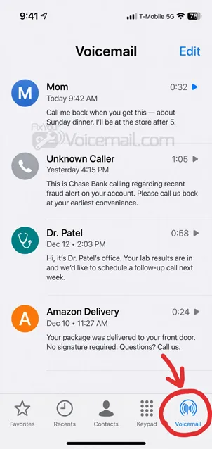 Tap Voicemail icon 